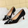 Water Diamond Bow Pointed, Thin Heel, Silk Heel, Single Shoe, Wine Glass Heel, Women's Single Shoe