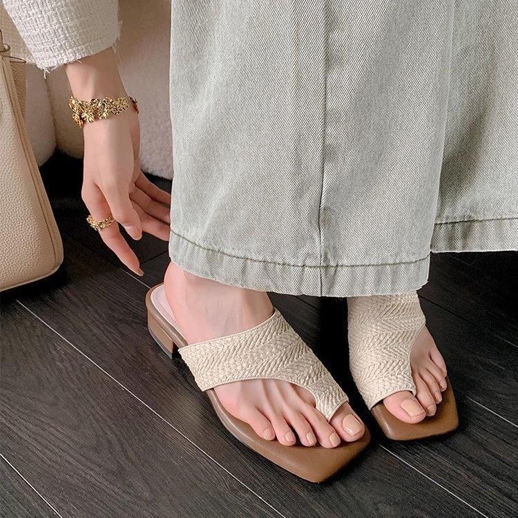 

Fashion Shoes for Women 2024 High Quality Set of Toes Women s Slippers Fashion Solid Daily Slippers Women New Square Toe Flat Slippers 42 покинуть белый