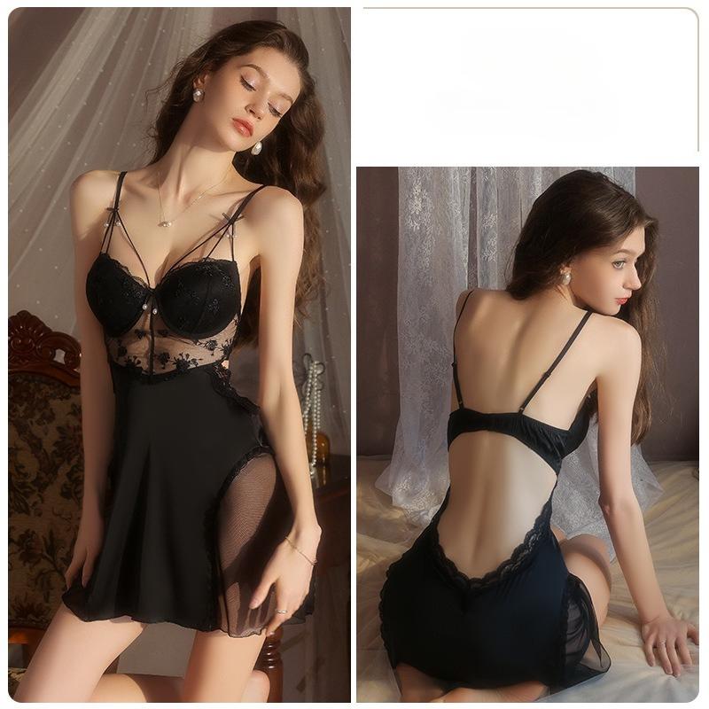 Sexy Backless Nightgown for Women Underwire Padded Cami Sleep Dress