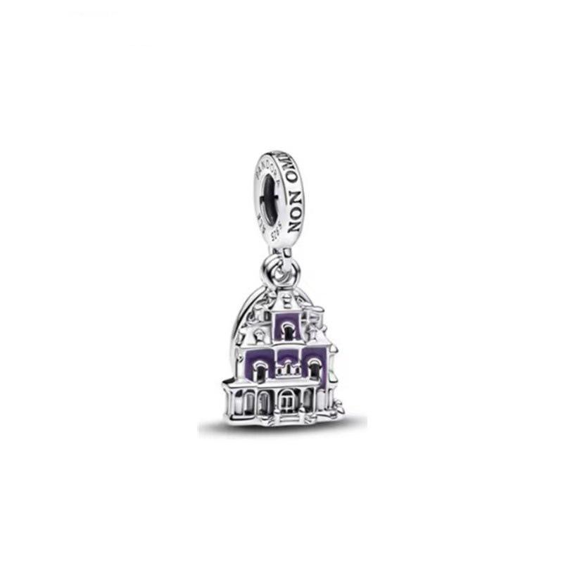 Pandora 925 Sterling Silver Mickey & Minnie Train Charm Beaded Bracelet Pendant