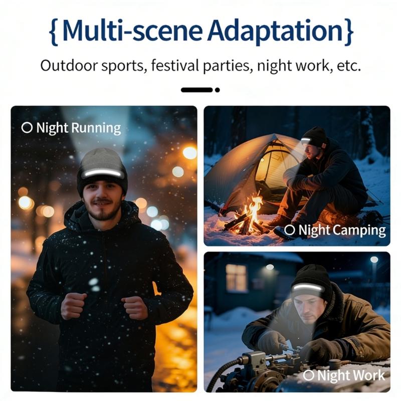 Unisex Musical Hat for Teens Girls Boys Flashlight Cap Knitted Winter Hat with Lights Sports Costume Props Skull Cap