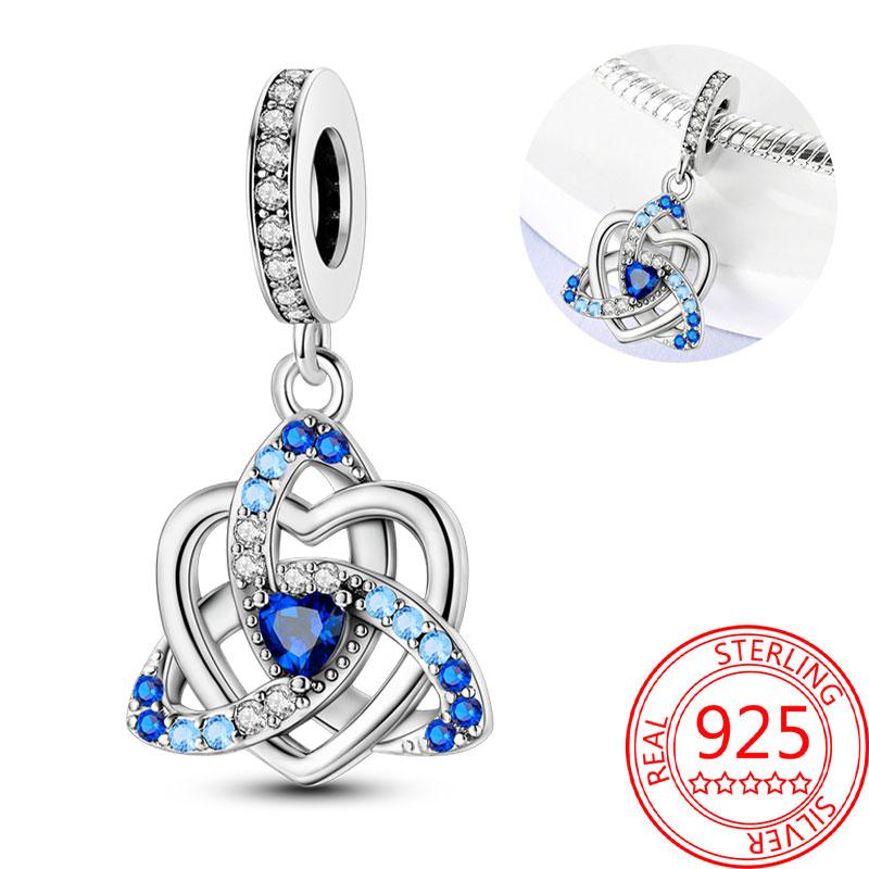 Breloque Pendentif Perles Cœur Rose Scintillant Cuivre Compatible Bracelet Original Pour Femmes Bijoux Cadeaux Saint-Valentin