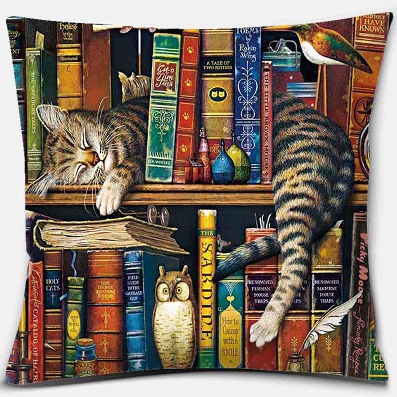 

Модная квадратная наволочка с благородным принтом кота, домашний декор, автомобильный диван, наволочка 40x40cm