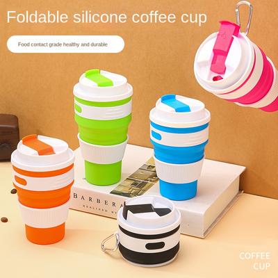 Outdoor Foldable Portable Silicone Coffee Cup Drop-Resistant Food Grade Environmental Protection Drink Cup Lidded Silicone Water Cup