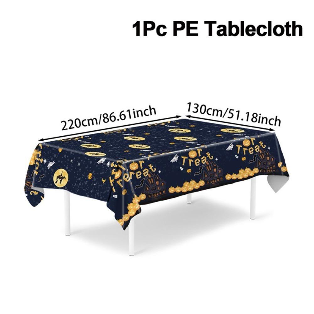 Plastic Halloween Tablecloth Bronzing Table Decoration Pumpkin Table Cover Pumpkin Ghost Haunted House Tablecover