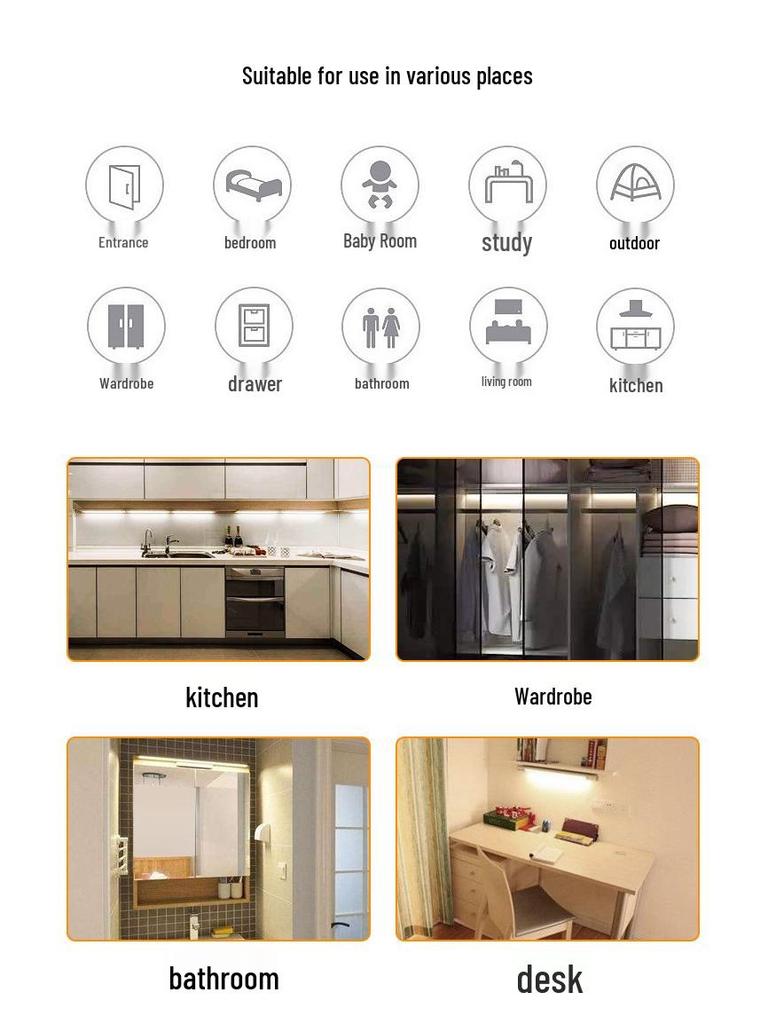 LED Smart Sensor Night Light Strip for Dorms and Cabinet Storage