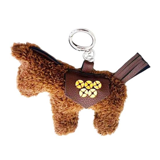 Plush Horse Bag Pendant Fuzzy Horse Backpack Charm Cute Horse Pendant with Golden Coins Lucky Keyring Gift for Family Friends