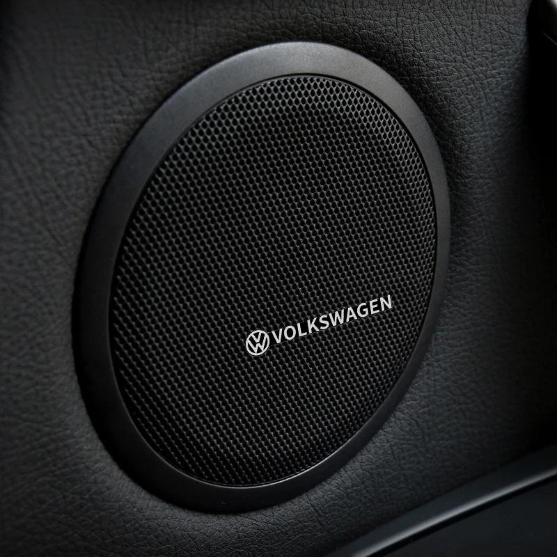 For VW 4Pcs Car Audio Speaker 3D Aluminum Emblem Logo Sticker Decal For Volkswagen VW GTI Polo Golf Passat Tiguan Arteon CC Taigo Jetta