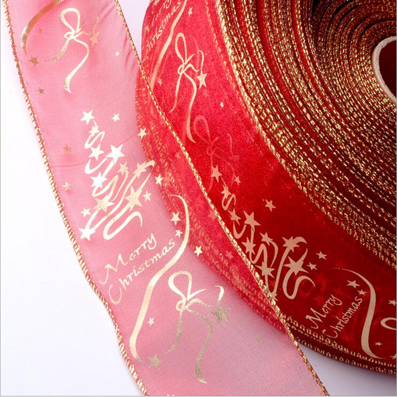 Printed Christmas Tree Ribbon Christmas Decoration for Tree New Year Party Hanging Belt