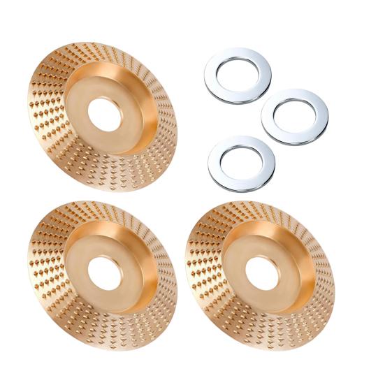 3Pcs Angle Grinder Polishing Pad, Wide Angle Grinder Compatible 4-4.5 Inch with Adapters, Curved Grooved Anti-Clog Teeth for Engraving Polishing