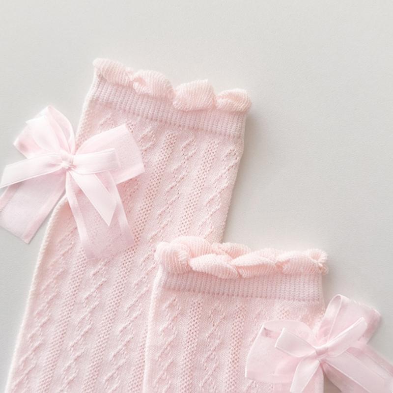 Baby Soft Knee High Sock For Kids Girl Sweet Fashion JK Bow Leggings Stocking Cotton Summer Children School Sock