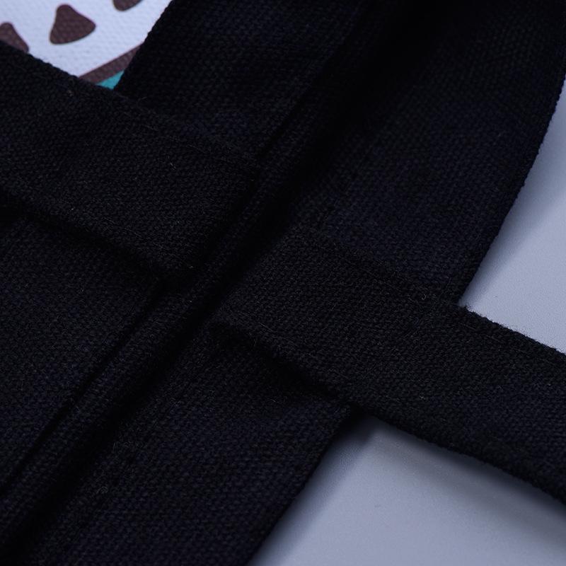 Black Canvas Tote Bag with Logo Print - Eco-friendly for Students