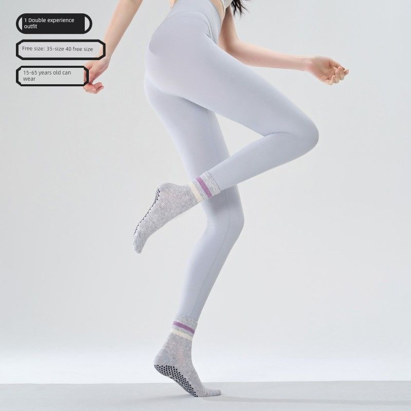 

Summer Long Yoga Socks Non Slip Professional Female Knee Socks Pilates Socks Indoor Sports Fitness Adult Special Socks [1 Double Experience Pack] Glacier Grey
