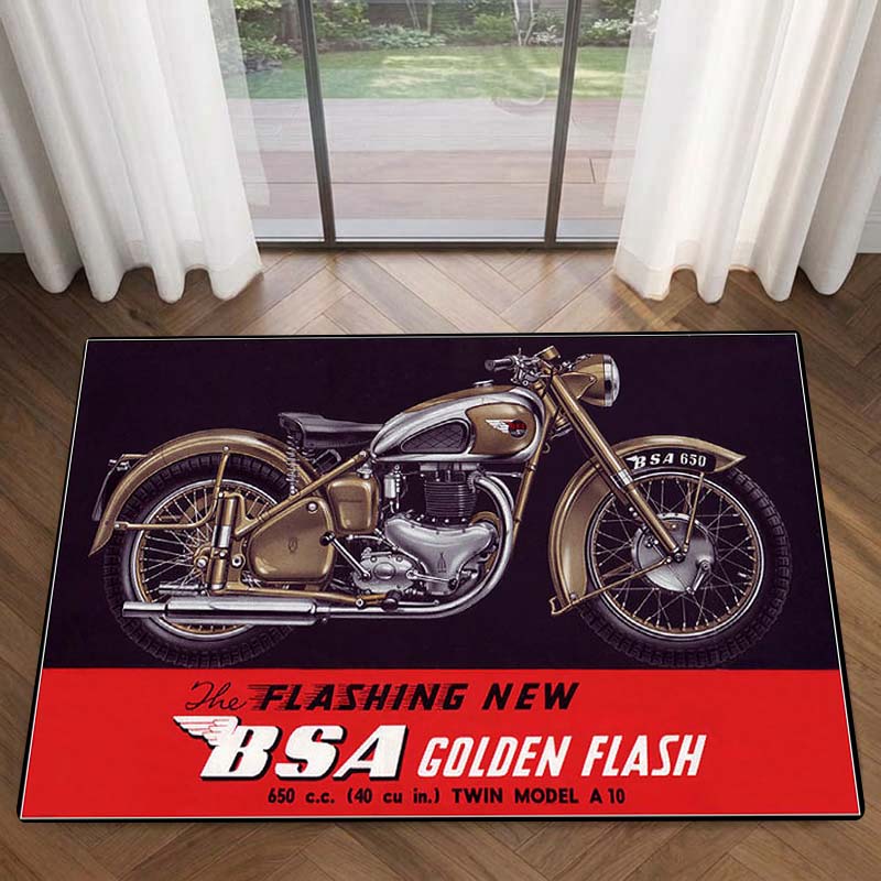 Retro BSA MV AGUSTA MOTORCYCLE Rug,,living Room Rug,bedroom Rug,sofa Area Rugs,GAMER Computer Chair Floormat