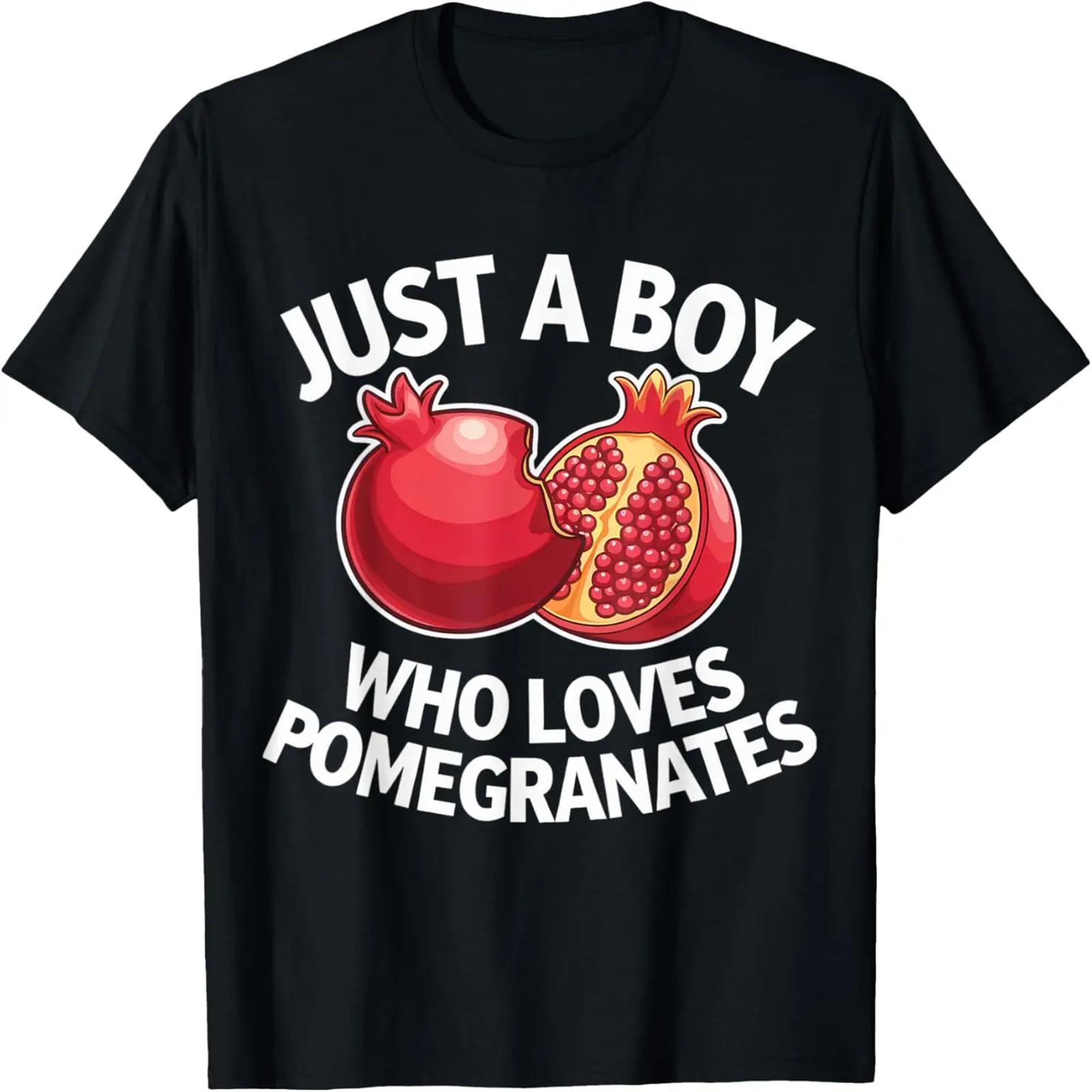 _Just A Boy Who Loves Pomegranates Cute Fruit Design_ T-Shirt S