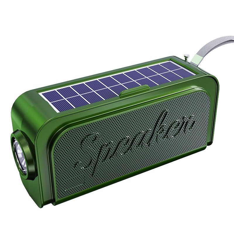 Portable FM Radio Solar Emergency Charging Radios Receiver Wireless Bluetooth Speaker with Flashlight Support TF Card U Disk
