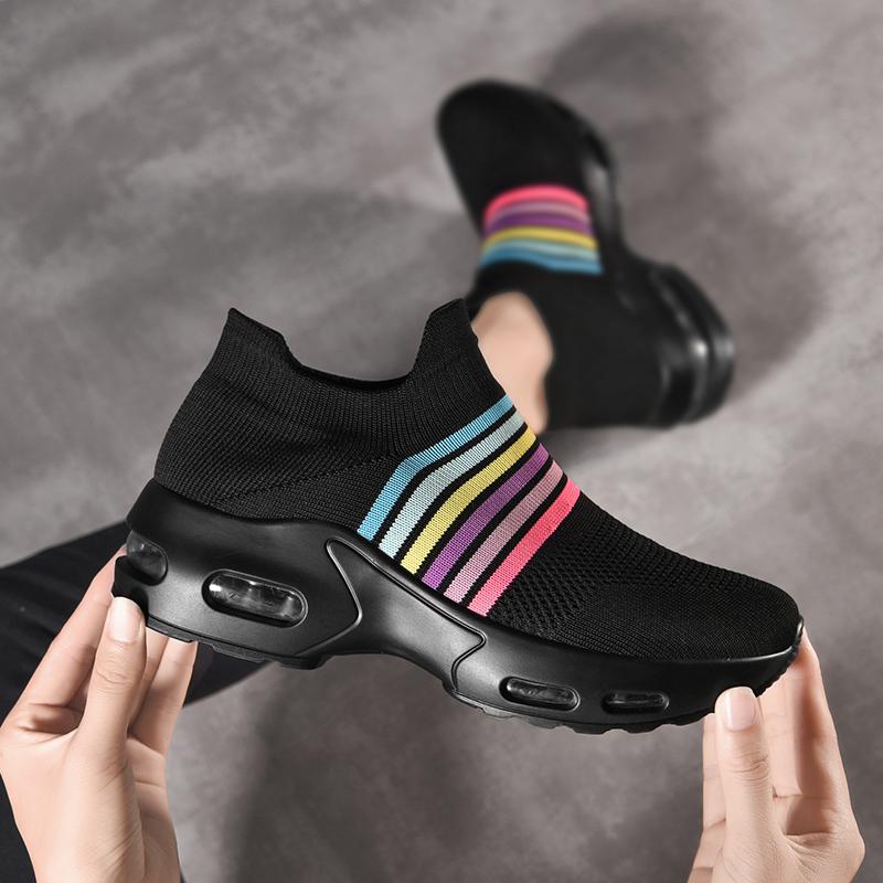 Women Slip on Walking Shoes Women Black Purple Pink Sneakers Elevator Platform Socks Shoes Women's Orthopedic Casual Shoes Plus Size 42 43