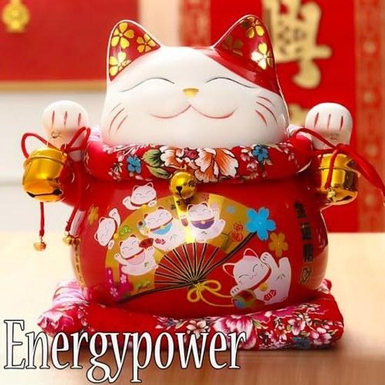 EnergyPower Maneki Neko Premium Porcelain Gold Fortune Cat Large Cushion Hand-painted Handmade Opening Celebration Business Lucky Item Improvement