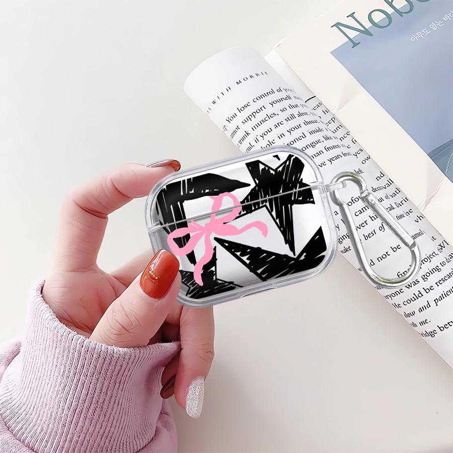 

Clear Earphone Cases Cover Case For Airpods Pro2 Pro3 4 2 3 1 Pro Five-pointed Star Bow Airpods Pro 3