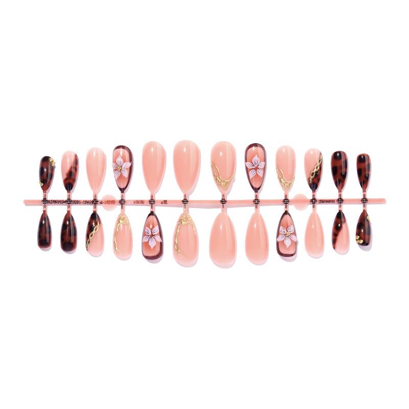 Press On Nails Medium Almond Fake Nails with Flower Designs Reusable False Nails Press Ons Full Cover Acrylic Glue On Nails Stick On Nail for Women