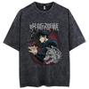 Harajuku Japanese Anime Streetwear Graphic T-Shirt Summer Short Sleeve Cotton Tshirt Jujutsu Kaisen Print Vintage Washed Tshirt