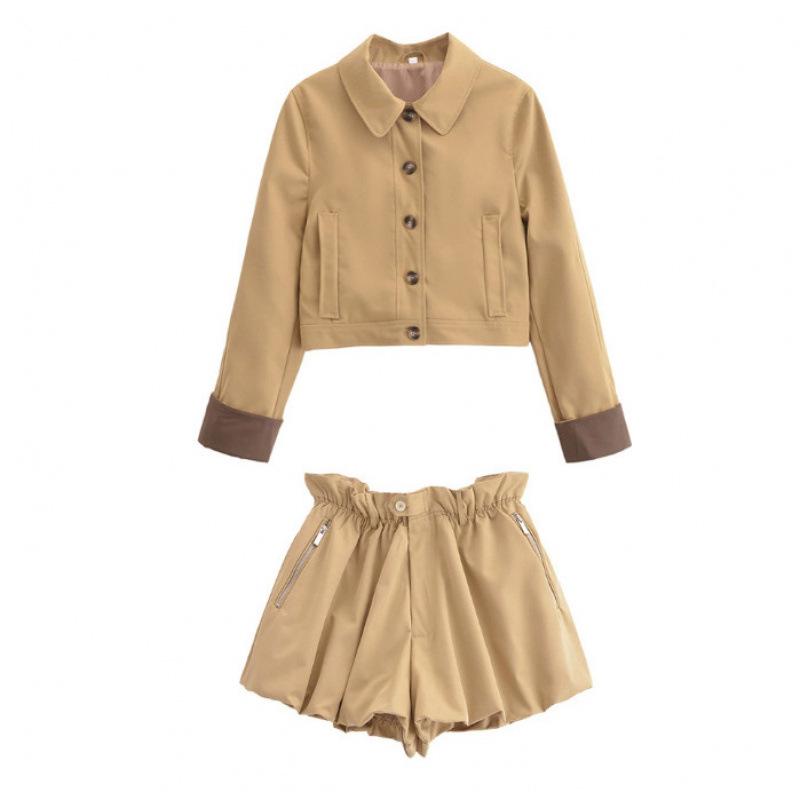 Early Autumn Women s Fashion: Casual Short Windbreaker & Shorts Set Extra Small