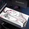 Rosa Sakura-Tinte Mauspads XXL Baumlandschaft Gaming Schreibtischmatte Rutschfeste Gummiunterseite Teppich Waschbare PC-Pads für Spiel Büro Spielmatte