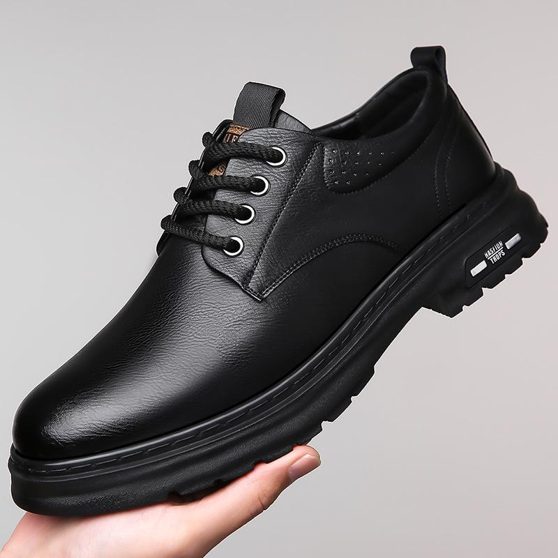 2025 spring new men's handmade online casual leather shoes men's retro trend tooling big head leather shoes 2025