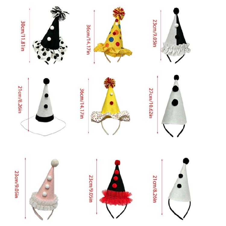 Cheerful Mini Party Clown Hat Headband with Wide Frame for Finishing Party Costumes without a Full-Size Hat Accessory