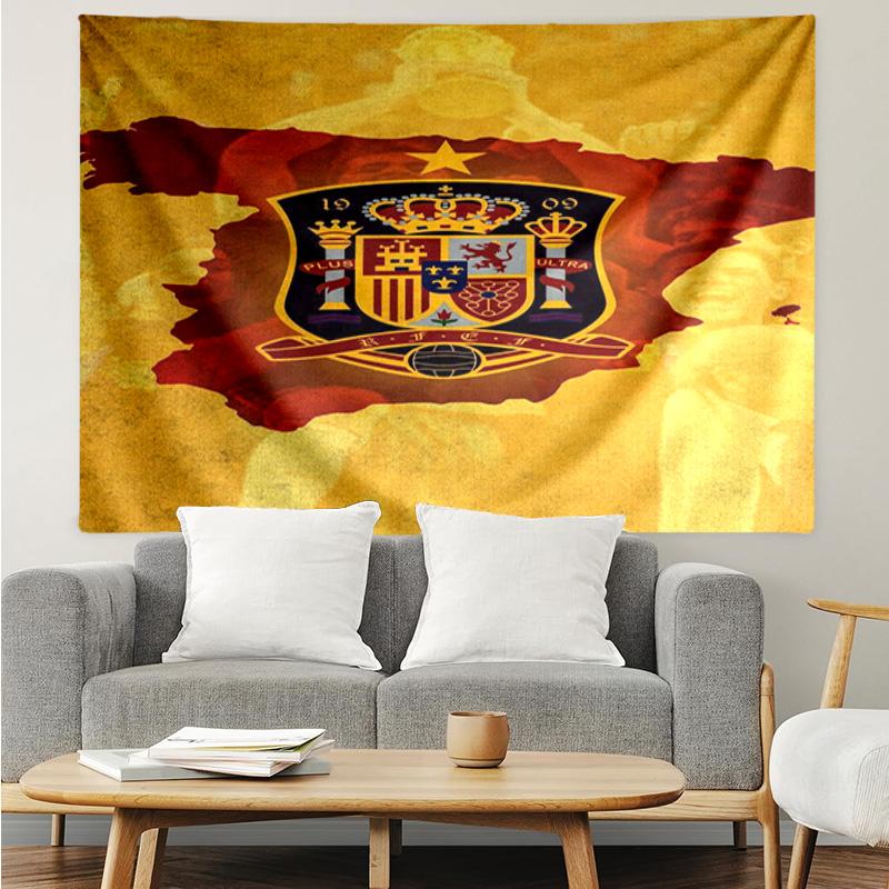 Spanish National Emblem Printed Printed Tapestry, for Bedroom,Livingroom, Dormitory, Large Wall Decor, Fabric Decor Fan Birthday Gifts