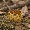INSSGG Elegant Maple Leaf Adjustable Ring: Textured Hollow Tree Leaf Design