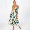 Women's Long Beach Casual Elegant Spaghetti Strap Maxi Dress Stitching Low-key Flowing Bohemian Dress