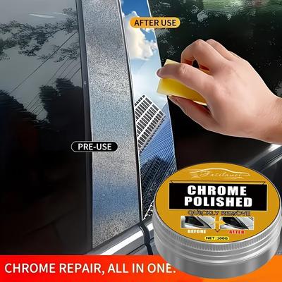 A Renewal Paste for Car Chrome Pieces, Engineered To Revive Oxidized Chrome Trim and Logos, Complete with a Sponge
