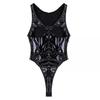 Sexy Body in pelle lucida con cavallo aperto per donne Porno erotico caldo Seno esposto Body in lattice lucido senza cavallo Sexi