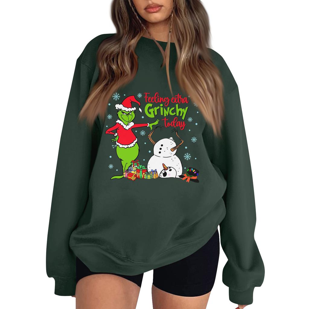 Women's Fashion Long-Sleeve Pullover Sweatshirt With Fun Christmas  Print