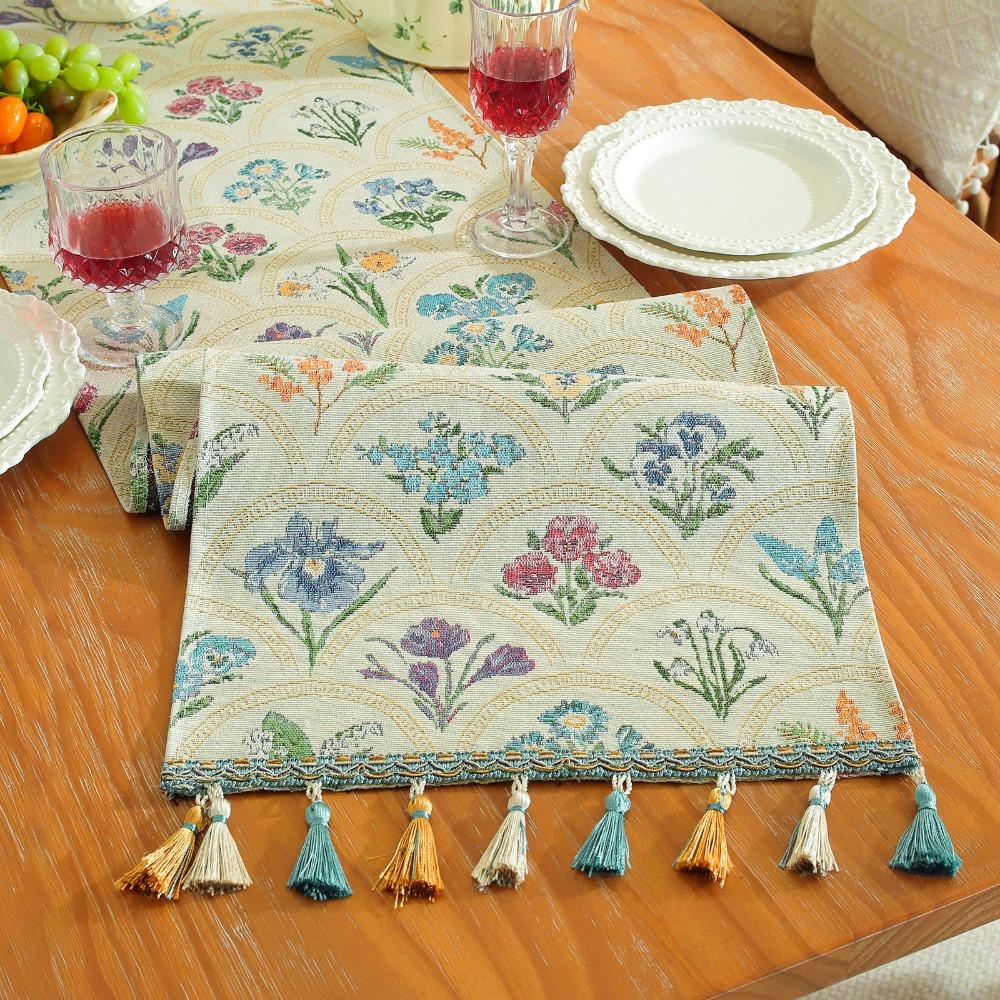 New American Retro Table Runner 33x183 cm Polyester Table Dust Cover Pastoral Style Flower Sideboard Cover Home Decor