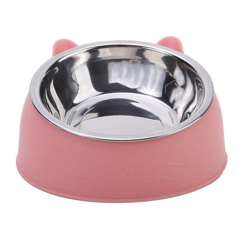 Eco-Friendly 1PcStainless Steel Cat Bowl, 15° Inclined Pet Food Dish with Non-Slip Base, Anti-Choke Feeder for Cats/Kittens/Dogs