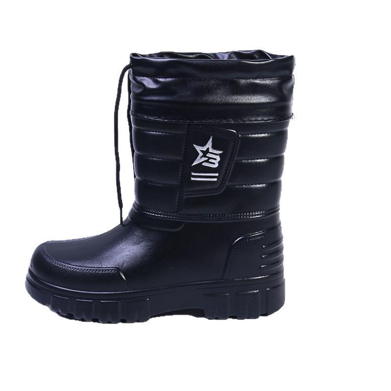 Stivali da neve invernali, scarpe da pioggia impilate e ispessite, e stivali da pioggia in cotone alti in EVA