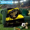 Custom Name Jerusalem Fc Logo Design Flannel Blanket, Use for Birthday/Holiday Gift, Soft Blanket for Sofa/Bed/Camping/Office, Home Decor