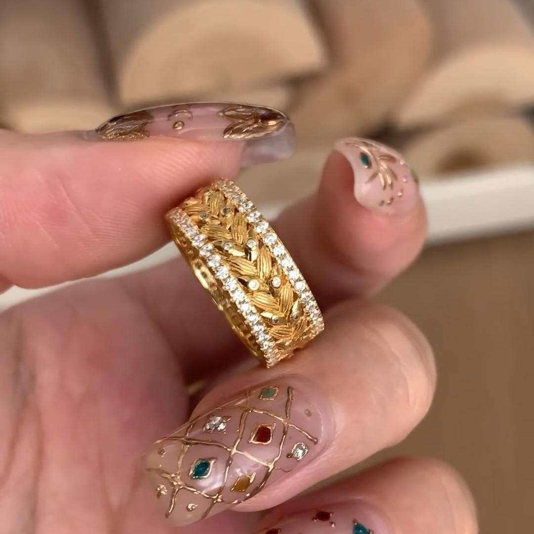 2026Vintager Gold Wheat Ear Ring Women s New Niche Unique Index Finger Ring no. 6