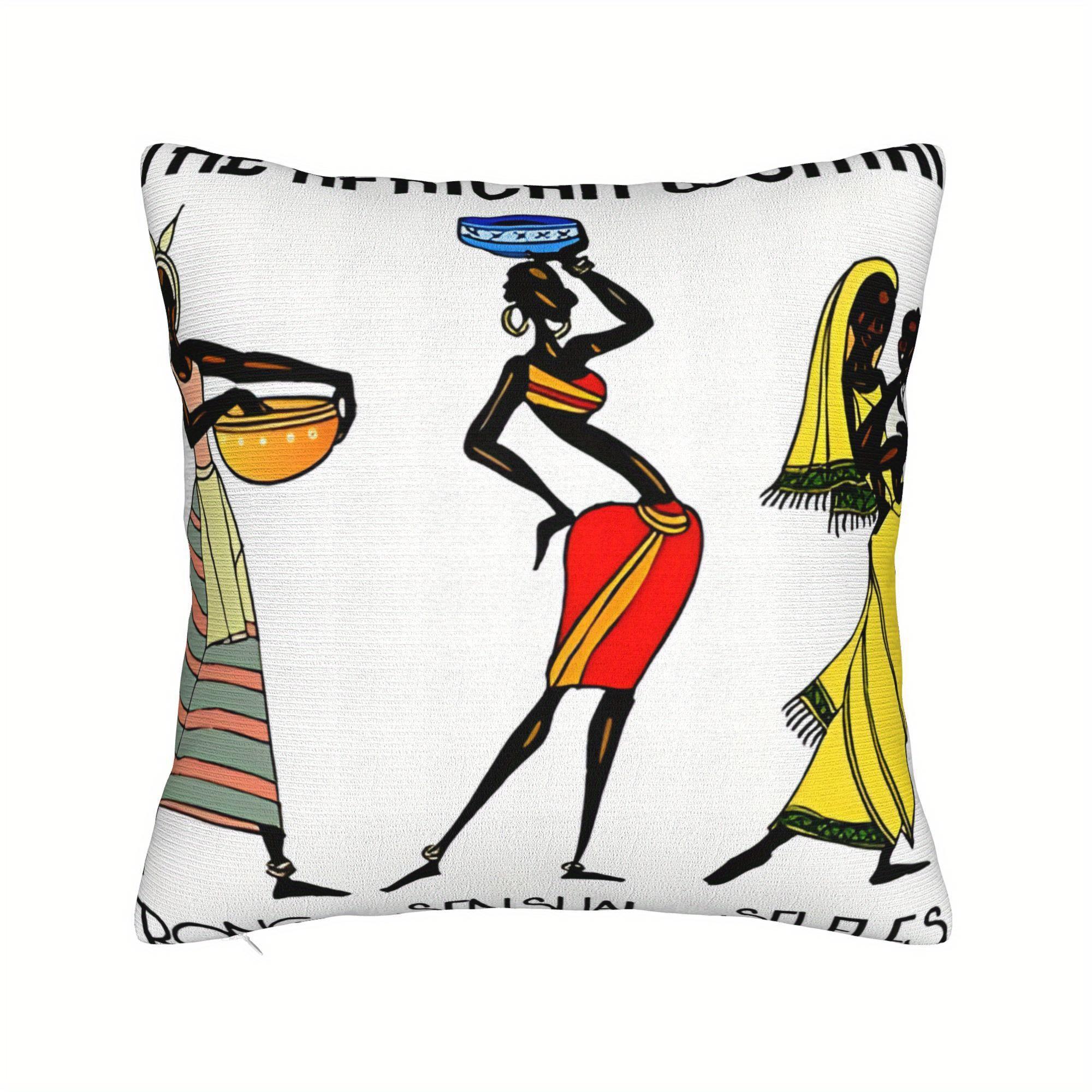 pc The African Woman Couch Soft Durable and Machine Washable Cores Not Included 40x40cm