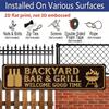 2D Flat, 1pc Rustic Farmhouse Aluminium Decorative Sign "Backyard Bar & Grill Welcome Good Time" with Beer Bottles & Grill Art - Season Holiday