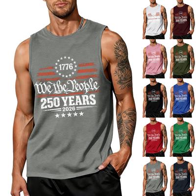 Męskie Koszulki 4 Lipca USA Mięśniowe Bez Rękawów Patriotyczne Tank Topy