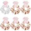6pcs Satin Scrunchies Girls Elastic Hair Band Ponytail Holder Ties Rubber Bands Bride Bridesmaid Accessories Wedding Supplies
