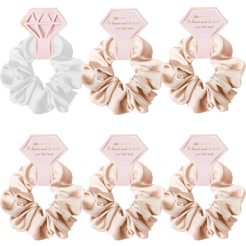 6pcs Satin Scrunchies Girls Elastic Hair Band Ponytail Holder Ties Rubber Bands Bride Bridesmaid Accessories Wedding Supplies