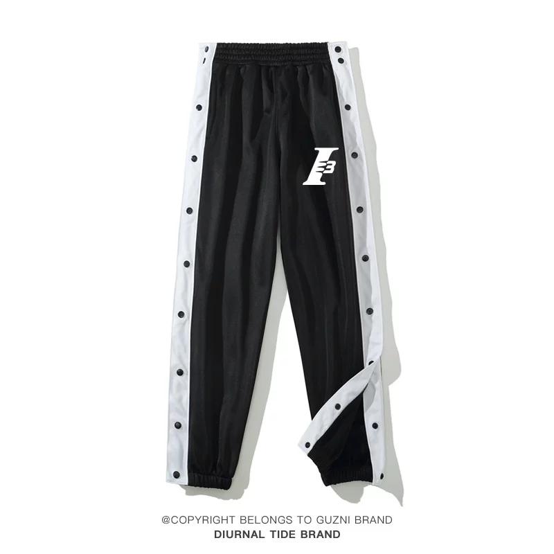 Owen Same Style Row Button Pants Appearance Warm-up Training Basketball Shorts Seconds off Full Open Buckle Breathable Quick-Drying Sports Casual