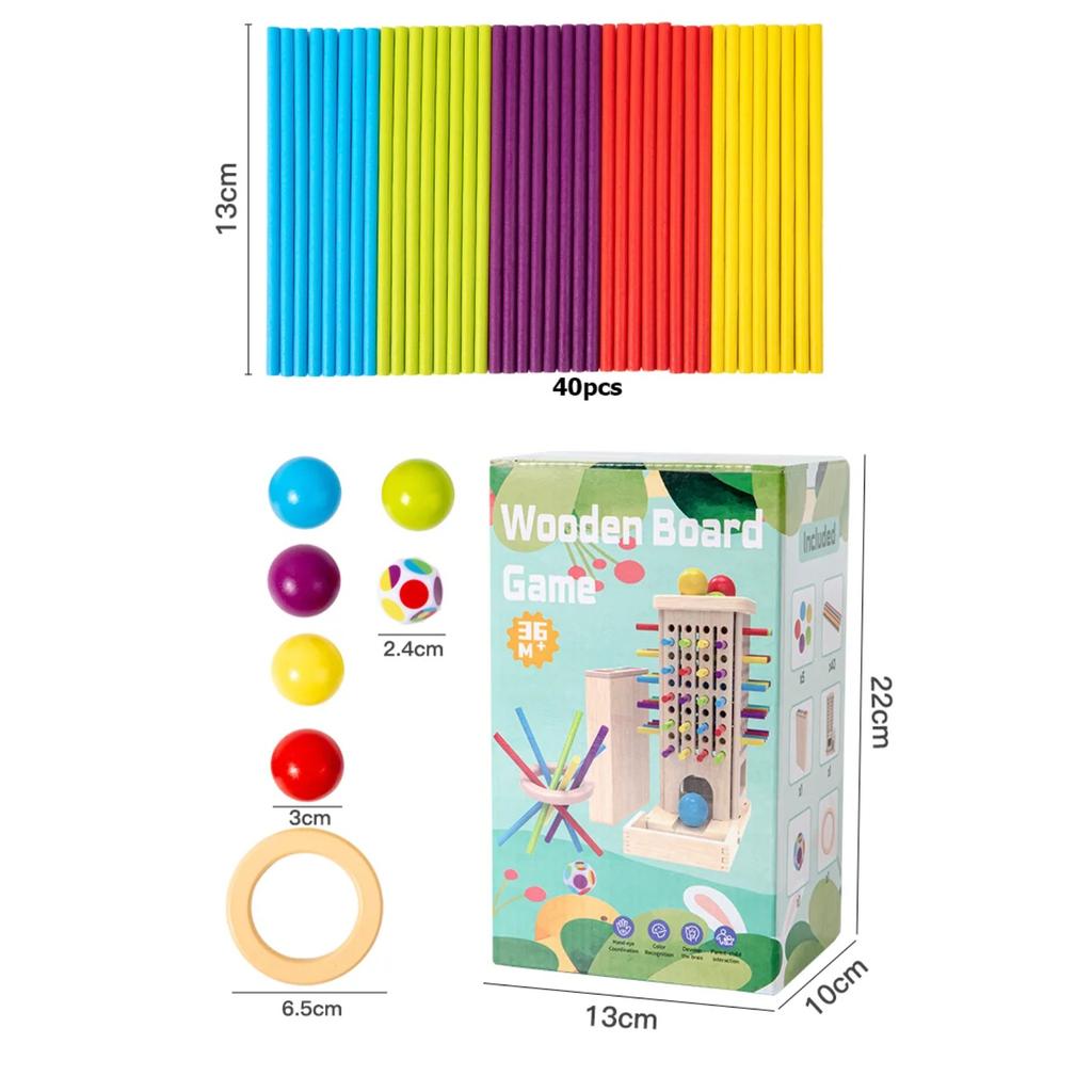 Neues 3in1 Stick- und Turmspiel Holz Arithmetik Frühe Bildung Montessori Spielzeug Denktraining Eltern-Kind Interaktives Spielzeug