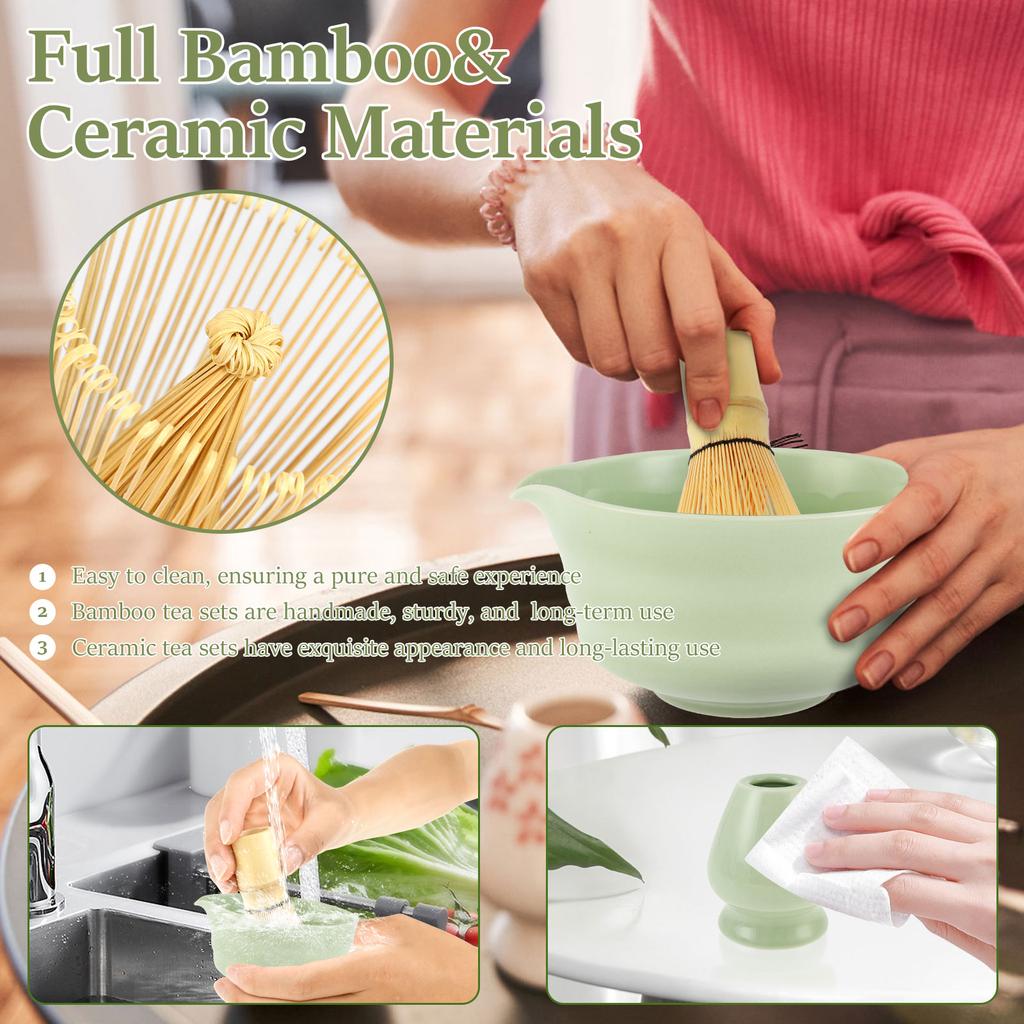 5Pcs Japanese Ceramic Matcha Gift Box Matcha Tea Set With Whisk Spoon And Bowl Sumptuous Grinder Brush Tea Tools High-end
