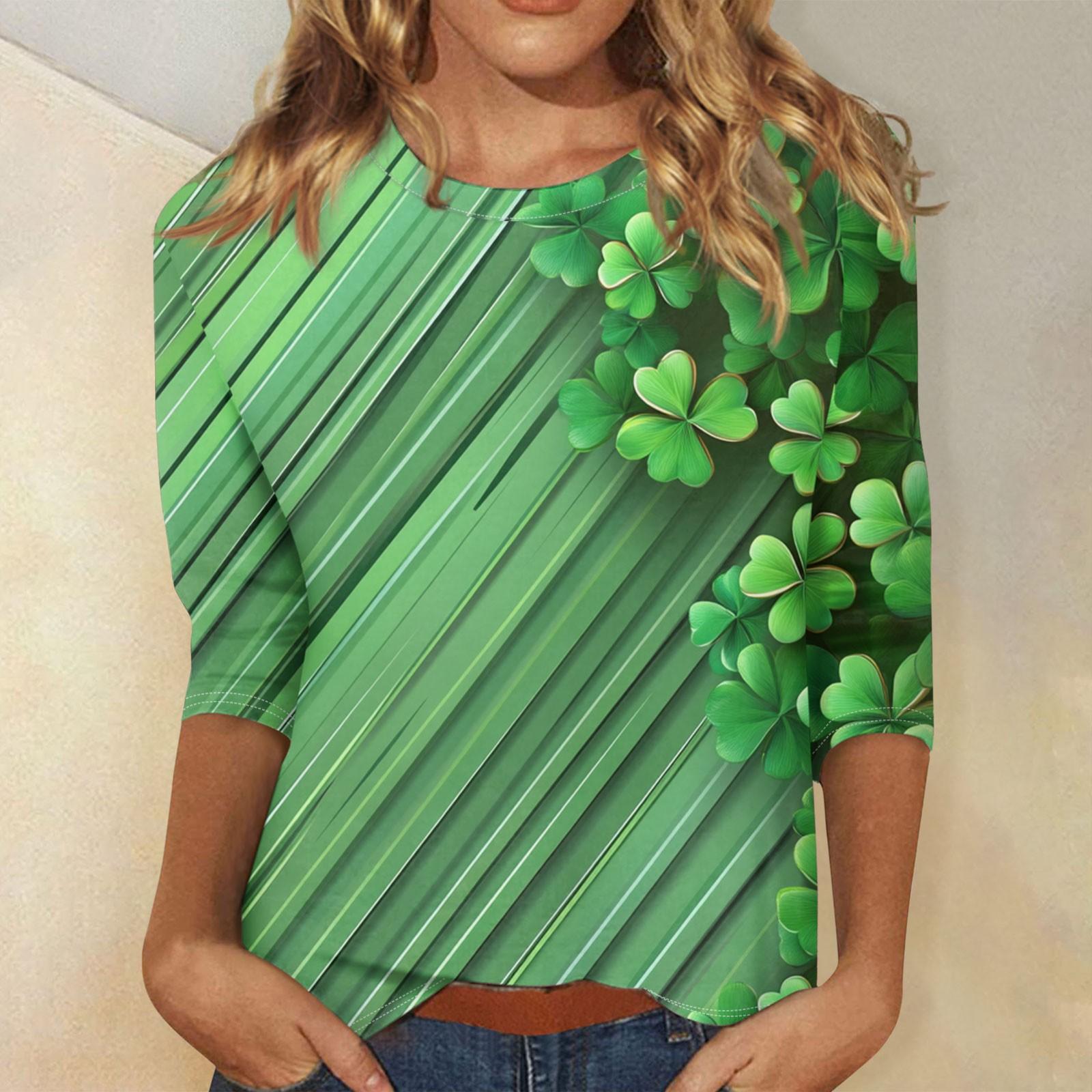 

Рубашки с рукавом 3/4 для женщин, футболки с принтом, блузки, повседневные, больших размеров, базовые топы, пуловеры L армия зеленый