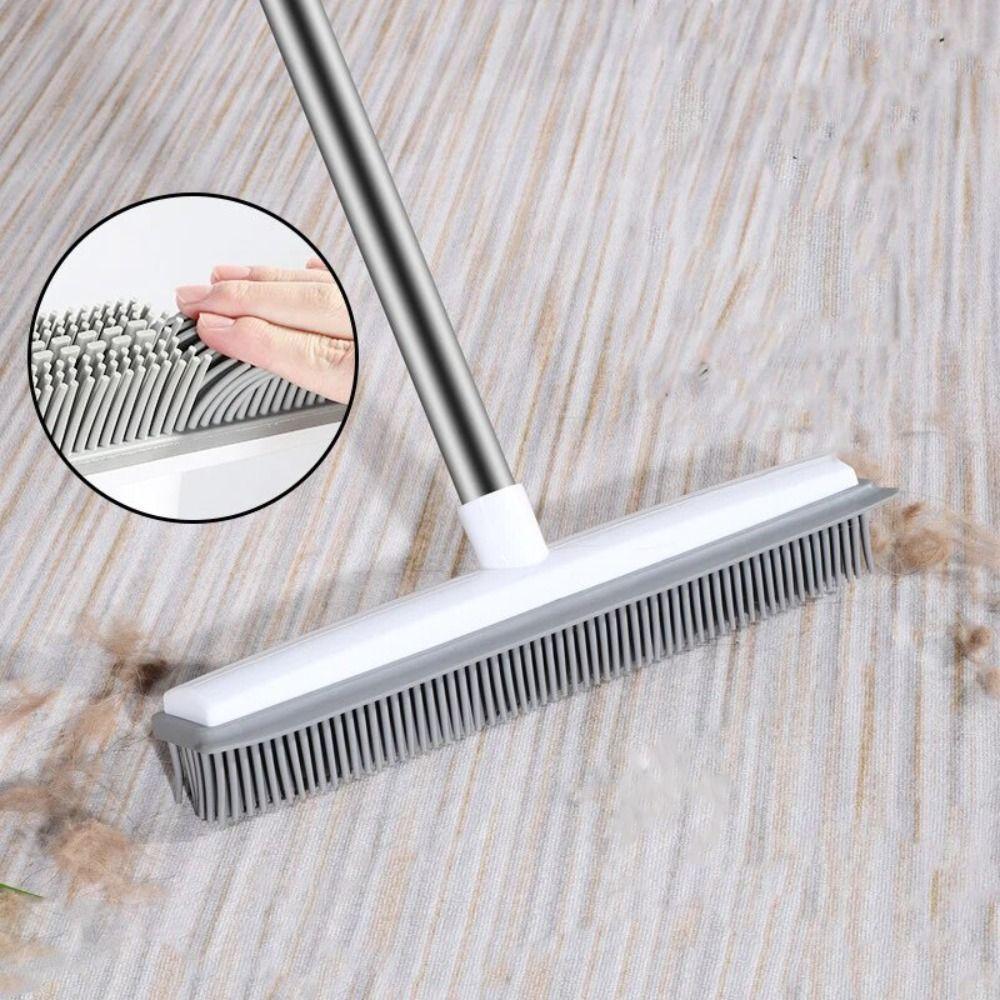 2 in 1 Carpet Brush Soft Pet Hair Remove Broom Carpet Rake Rubber Broom Hardwood Floor